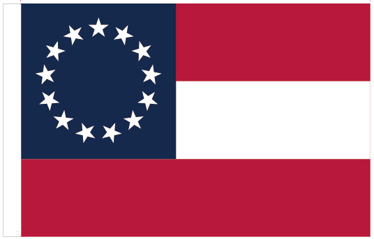 Stars & Bars 13 Stars 12"x18" Stick Flag ROUGH TEX® 100D 30" Wooden Stick