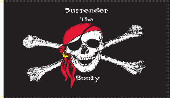Surrender The Booty Pirate 12"x18" Flag ROUGH TEX® 100D Stick Flag