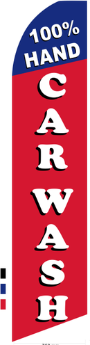 100% Hand Car Wash 11.5'x2.5' Swooper Flag Rough Tex® Knit Feather