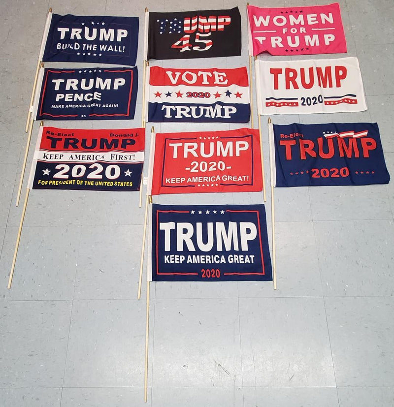 TRUMP STICK FLAGS 12X18 INCHES 12 PER DESIGN