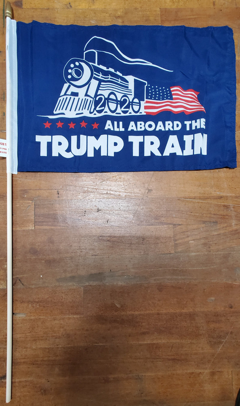 Stick Flags All Aboard The Trump Train Blue - 12x18 Rough Tex ®