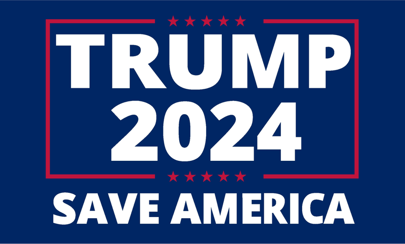 Trump 2024 Save America Navy Blue 12''x18'' Nylon Stick Flags Rough Tex ®68D