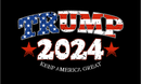 Trump 2024 Keep America Great USA Black 12''x18'' Nylon Stick Flags Rough Tex ®68D