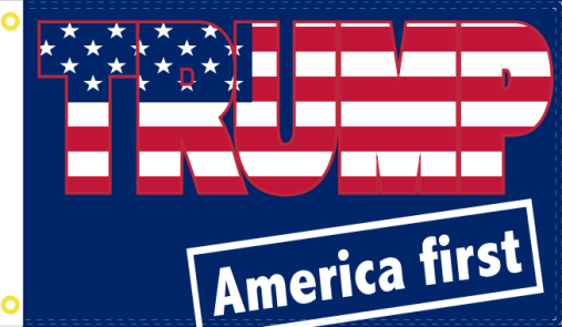Trump America First USA Navy Blue 12''x18'' Nylon Stick Flags Rough Tex ®68D