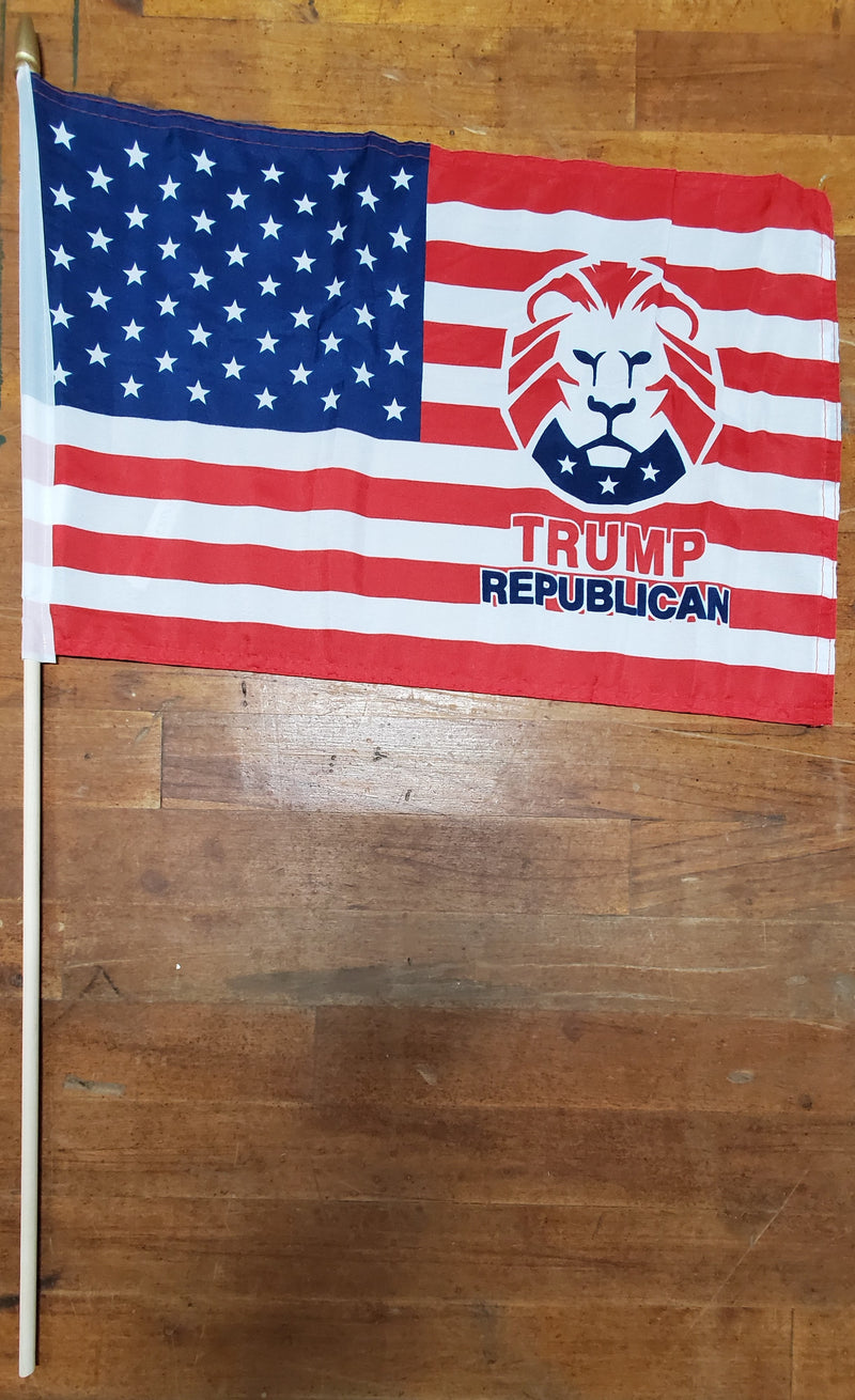 Stick Flags Trump Republican Lion American Flag- 12x18 Rough Tex ®