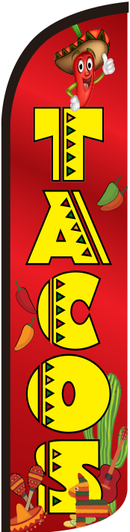 Tacos Red 11.5'x2.5' Swooper Flag Rough Tex® Knit Feather