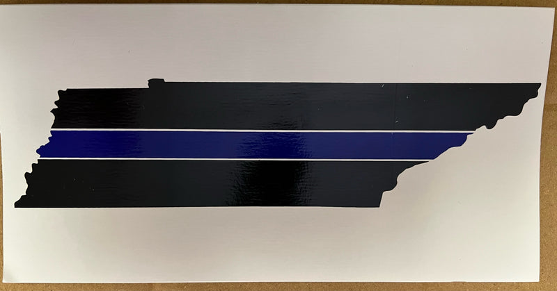 Tennessee Map Police Blue Line Bumper Sticker