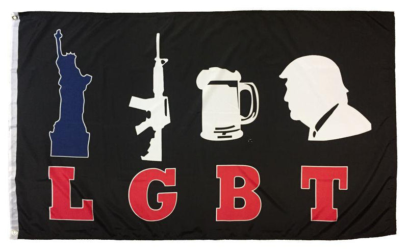 Liberty Guns Beer Trump LGBT Colored Flag Rough Tex ® 2'X3' 100D