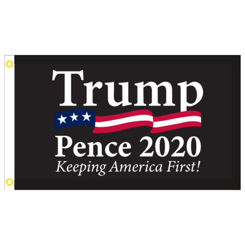 Trump Pence 2020 Keeping America First KAF Black 2'X3' Flag Rough Tex® 100D