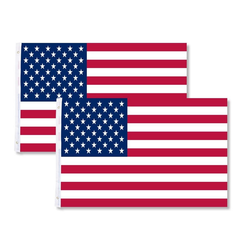 2 Pack USA Cotton Flags 3x5 Embroidered Stars Sewn Stripes