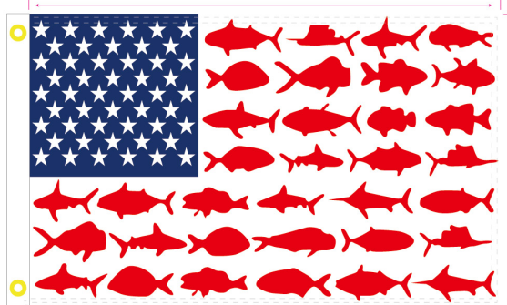 USA Beach Life 3'X5' Flag ROUGH TEX® 100D American Fish