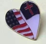 USA Christian Heart Lapel Pin