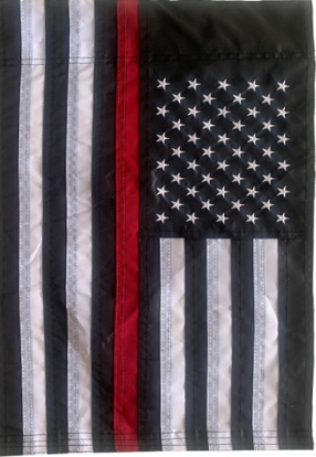 USA Fire Memorial Thin Red Line 12"x18" Embroidered Flag ROUGH TEX® 210D Oxford Nylon Garden Flag
