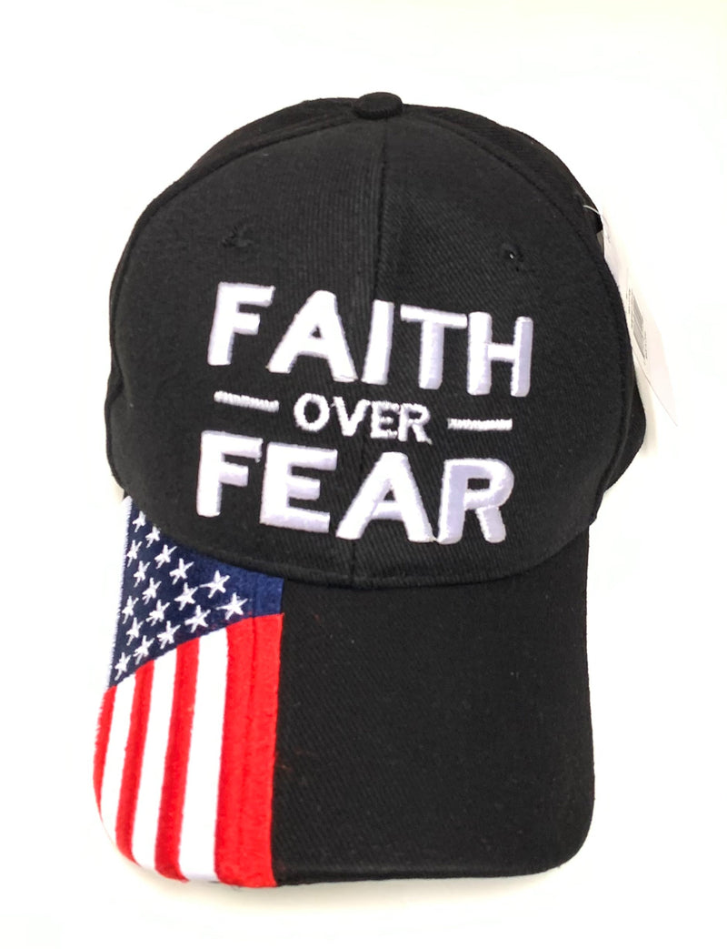 Faith Over Fear USA Black Embroidered Cap