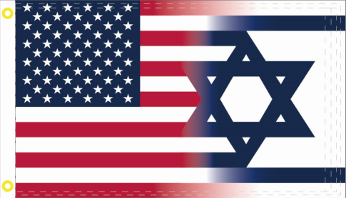 USA/Isreal Fading 12"x18" Flag With Grommets ROUGH TEX® 100D