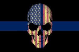 USA Police Blue Line Skull 3'X5' Flag ROUGH TEX® 100D