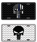 USA Police Punisher Diamond Embossed License Plate