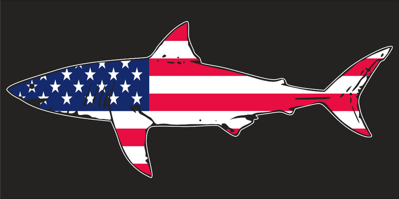 Shark USA Beach Life American Made Bumper Stickers Wholesale Pack of 50 (3.75"x7.5")