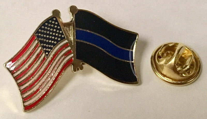USA Police Blue Line Friendship Flag Lapel Pin