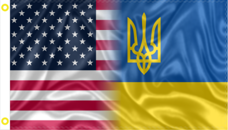 3'X5' USA Ukraine Friendship Ukrainian American Trident Flag 100D Rough Tex ®