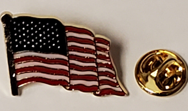 Waving American USA Flag Cloisonné Hat & Lapel Pin II