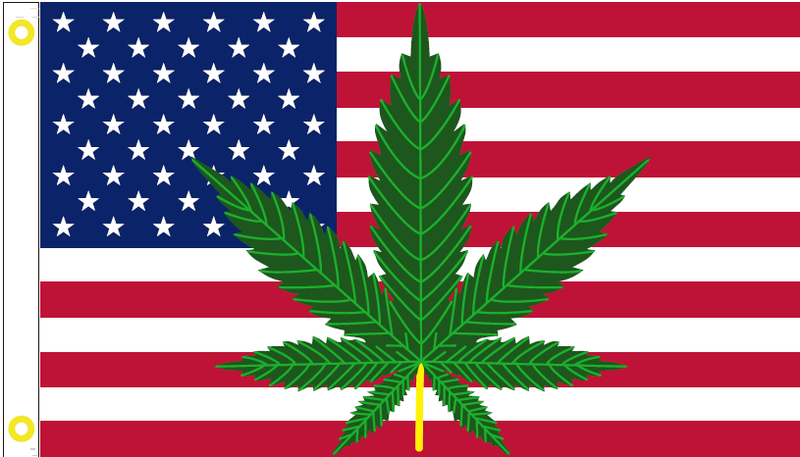 Cannabis LEAF AMERICAN FLAG 3X5 WEED