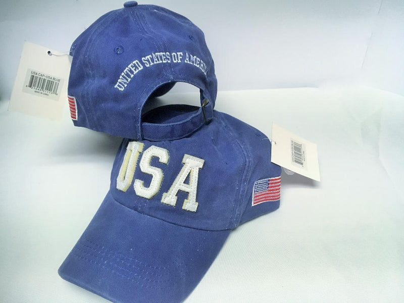 USA CAP AMERICAN WASHED BLUE USA FLAG