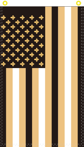 New Orleans Gold & Black Fleur De Lis American Flag 3'x5' Routh Tex 100D Single Side