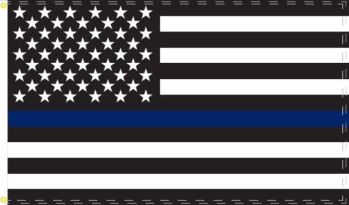 US Police Memorial Thin Blue Line 3'X5' Flag ROUGH TEX® 100D With Sleeve and Grommets