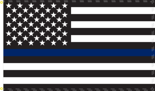 US Police Memorial Thin Blue Line 3'X5' Flag ROUGH TEX® 100D