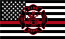 US Fire Department Memorial Red Line 3'X5' Flag Rough Tex® 150D Nylon