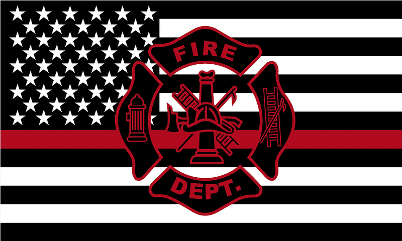 US Fire Department Memorial Red Line 3'X5' Flag Rough Tex® 150D Nylon