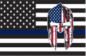 US Police Memorial (Molon Labe) 3'X5' Flag ROUGH TEX® 100D USA Thin Blue Line