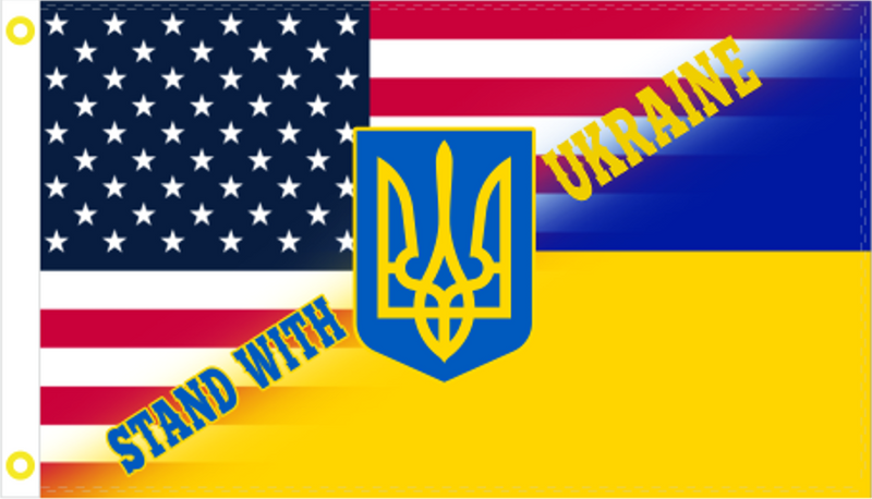3'X5' USA Stand With Ukraine Trident Flag 100D Rough Tex ®