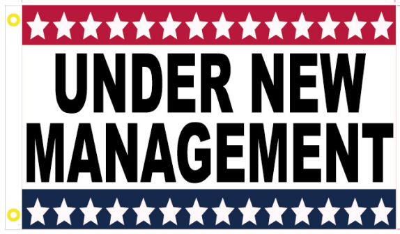 Under New Management 3'X5' Flag Rough Tex® 100D