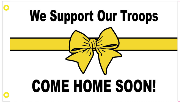 We Support Our Troops Yellow Ribbon 3'X5' Flag Rough Tex® 100D