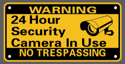 Warning 24 Hour Security Camera In Use No Trespassing Yellow Embossed Aluminum Sign