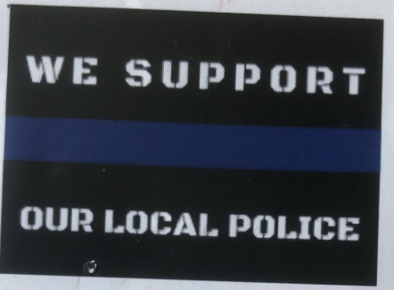 We Support Our Local Police 12"x18" Stick Flag ROUGH TEX® 100D 30" Wooden Stick