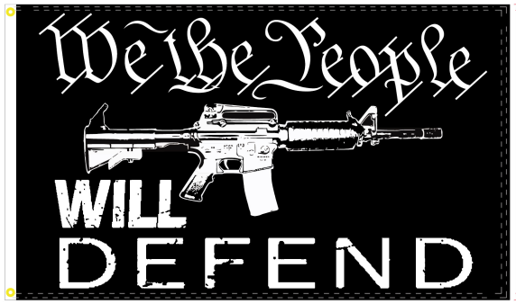 We The People Will Defend M4 Black 3'X5' Flag ROUGH TEX® 100D