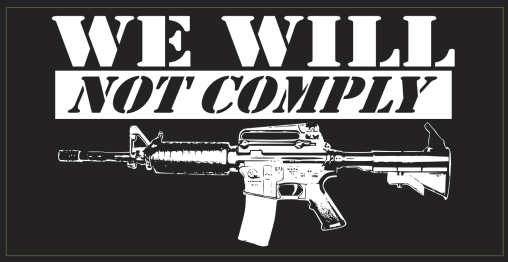 We Will Not Comply 12"x18" Flag With Grommets ROUGH TEX® 100D