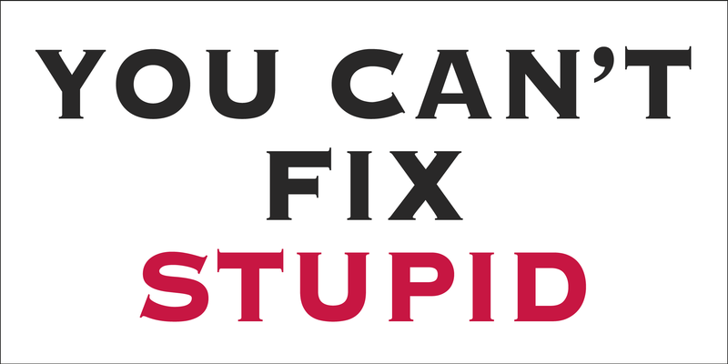 You Can't Fix Stupid - Bumper Sticker