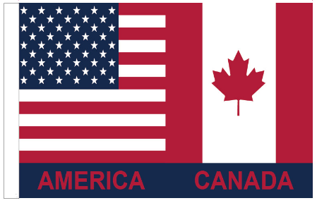 America Canada 12"x18" Stick Flag ROUGH TEX® 100D USA Canadian