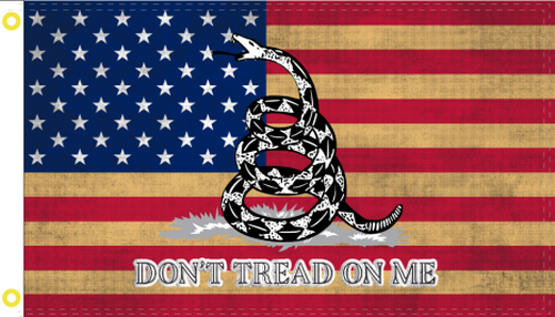 American Don't Tread On Me Vintage Flag 3'X5' Rough Tex® 68D Nylon