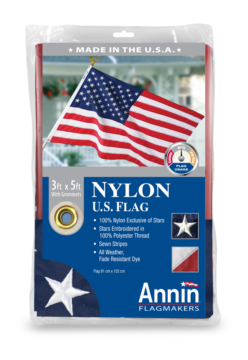 Annin U.S. American Flag 3x5 ft 100% Nylon Embroidered Star Premium Quality USA!