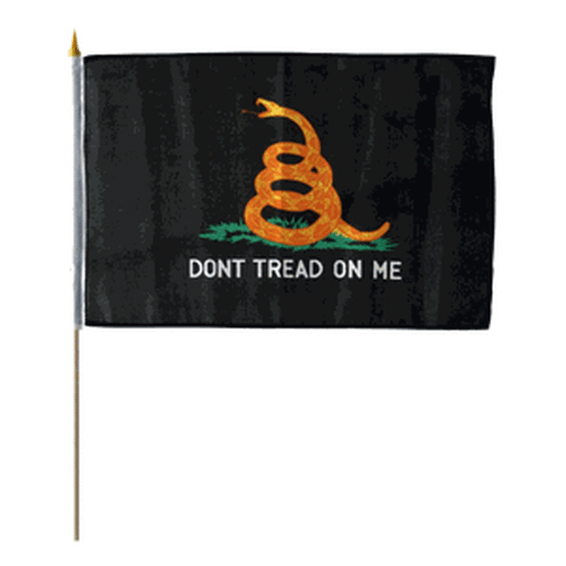 Gadsden Black 12''X18'' Stick Flags - Rough Tex ®100D