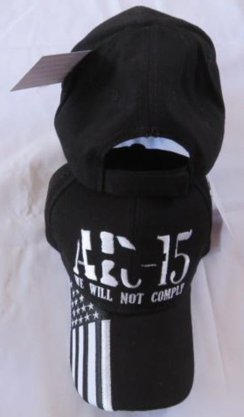 We Will Not Comply AR 15 2A 2nd Amendment Cap Embroidered Hat Black USA