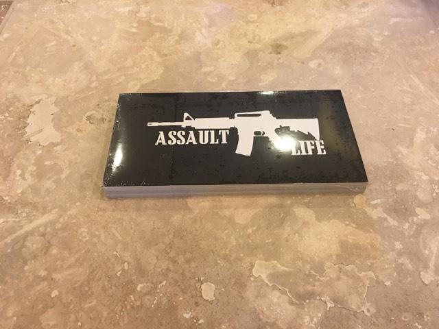 ASSAULT LIFE OFFICIAL BUMPER STICKER PACK OF 50 BUMPER STICKERS MADE IN USA WHOLESALE BY THE PACK OF 50!