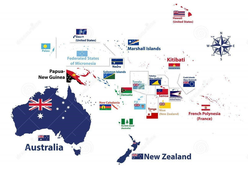 Oceana, Polynesia, Australia Region 3'x5' economical flags sold by the dozen wholesale