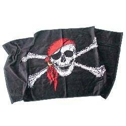 Jolly Roger Red Hat pirate flag beach towel 30x60 inches 100% cotton