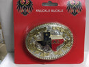 TEXAS BELT BUCKLE FLAG & MAP LONE STAR GOLD & SILVER OVAL